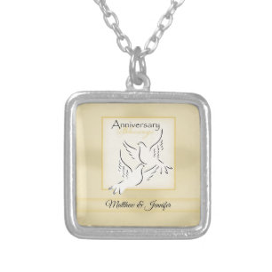 Custom Name, Wedding Anniversary Blessings Silver Plated Necklace