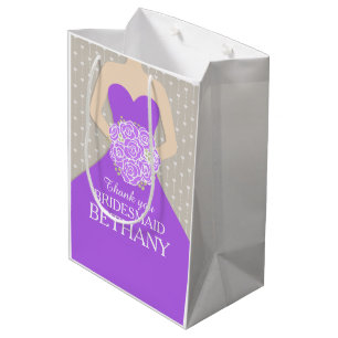 Custom name wedding bridesmaid dress purple bag