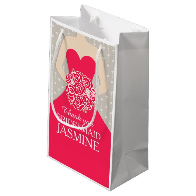Custom name wedding bridesmaid dress red bag (Back Angled)