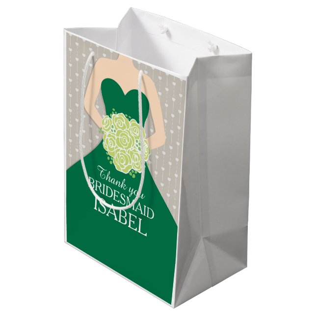 Custom name wedding bridesmaid green dress bag (Back Angled)