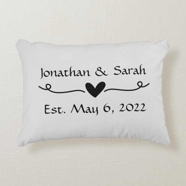 Custom Name Wedding or Anniversary Gift Accent Pillow (Front)
