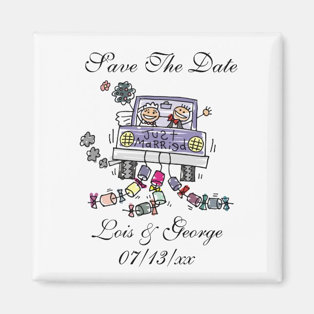 Custom Name Wedding Save The Dates Magnet (Front)