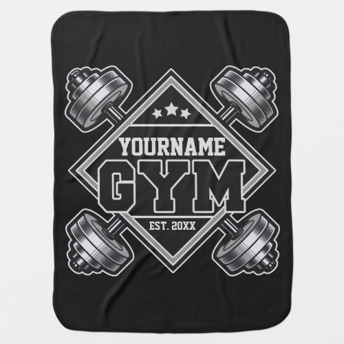 Custom NAME Weightlifting Home Crossfit Gym  Baby Blanket