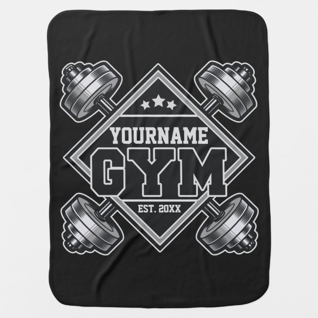 Custom NAME Weightlifting Home Crossfit Gym  Baby Blanket (Front)