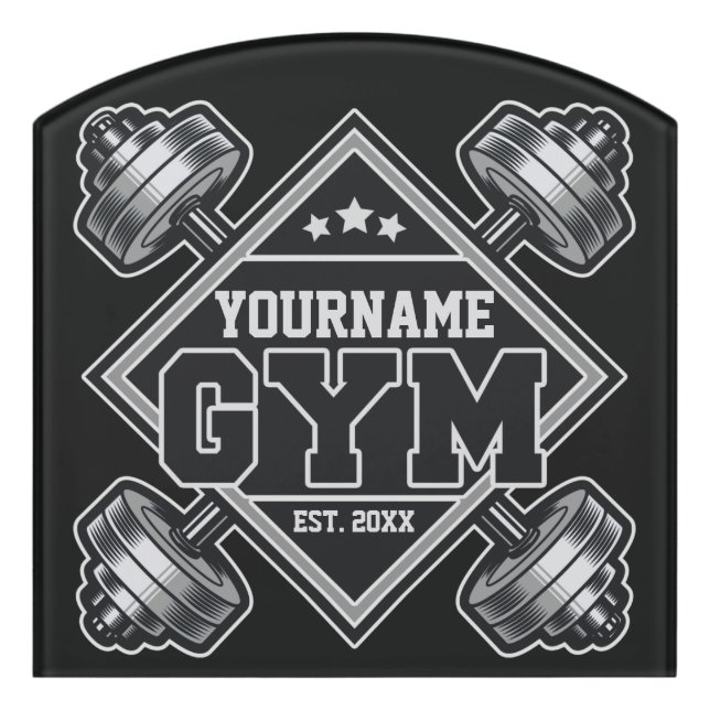 Custom NAME Weightlifting Home Crossfit Gym  Door Sign (Contour Front)