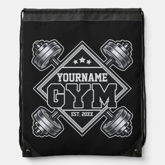 Custom NAME Weightlifting Home Crossfit Gym  Drawstring Bag (Front)