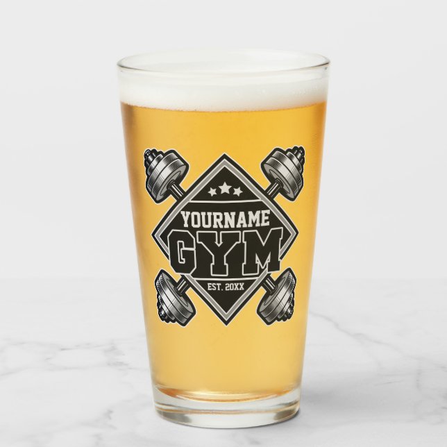 Custom NAME Weightlifting Home Crossfit Gym Glass (Front Filled)