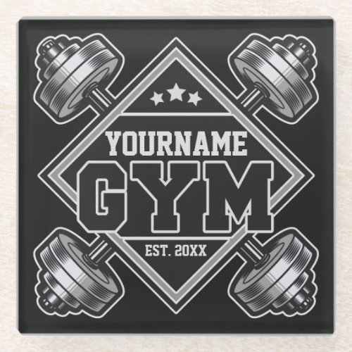 Custom NAME Weightlifting Home Crossfit Gym  Glass Coaster