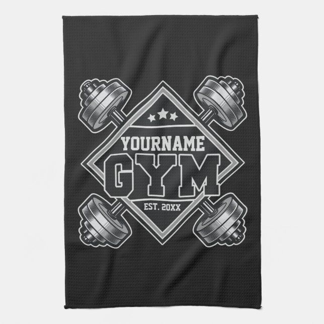 Custom NAME Weightlifting Home Crossfit Gym Kitchen Towel (Vertical)