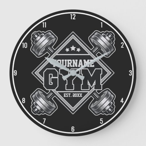 Custom NAME Weightlifting Home Crossfit Gym  Large Clock