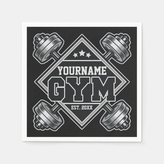 Custom NAME Weightlifting Home Crossfit Gym Napkins (Front)