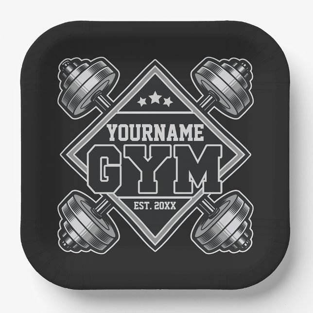 Custom NAME Weightlifting Home Crossfit Gym Paper Plates (Creator Uploaded)