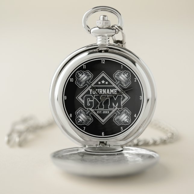 Custom NAME Weightlifting Home Crossfit Gym  Pocket Watch (Inside)