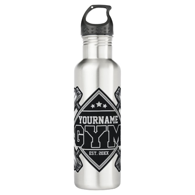 Custom NAME Weightlifting Home Crossfit Gym Stainless Steel Water Bottle (Front)