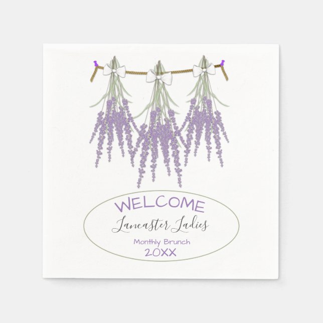 Custom Name Welcome Dried Lavender Bundles Brunch  Napkins (Front)