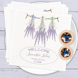 Custom Name Welcome Dried Lavender Bundles Brunch Napkins