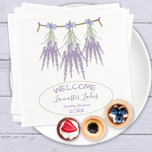 Custom Name Welcome Dried Lavender Bundles Brunch  Napkins