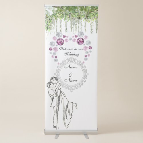 Custom Name Welcome To Our Wedding Retractable Banner