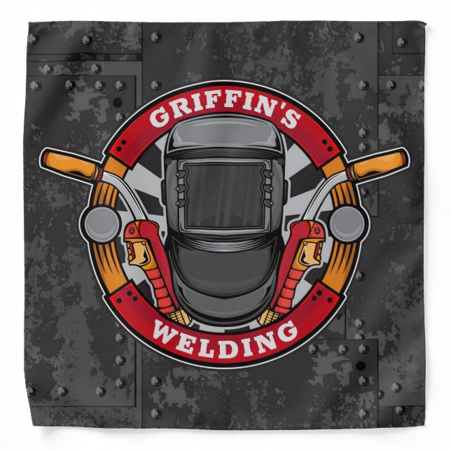 Custom NAME Welder Metal Fabricator Welding Shop Bandana (Front)