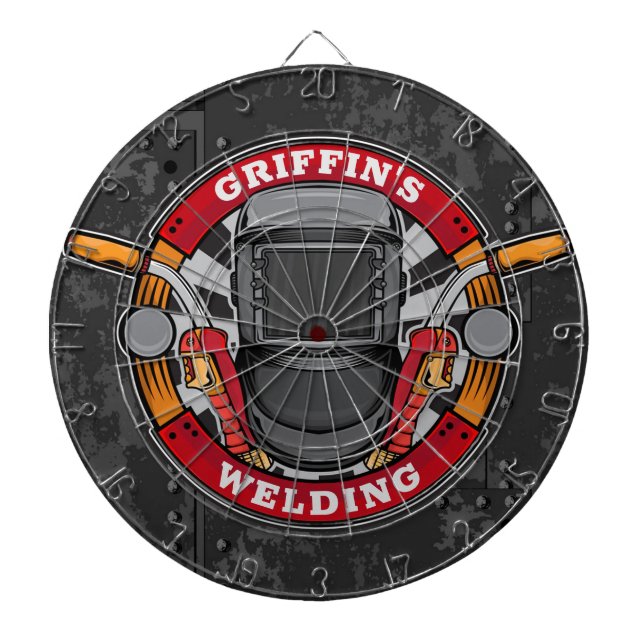 Custom NAME Welder Metal Fabricator Welding Shop Dart Board (Front)