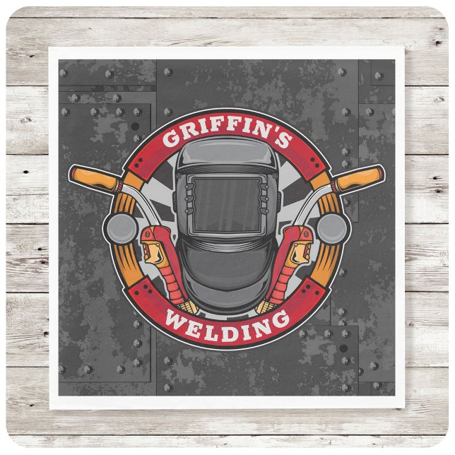 Custom NAME Welder Metal Fabricator Welding Shop Napkins (Creator Uploaded)