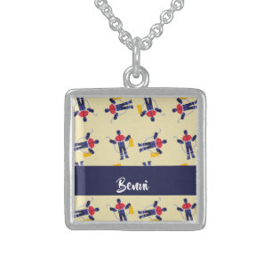 Custom name welder technician man pattern sterling silver necklace