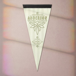 Custom Name Western Boot Stitching Family House Pennant Flag