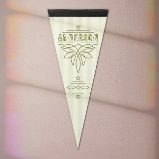 Custom Name Western Boot Stitching Family House Pennant Flag