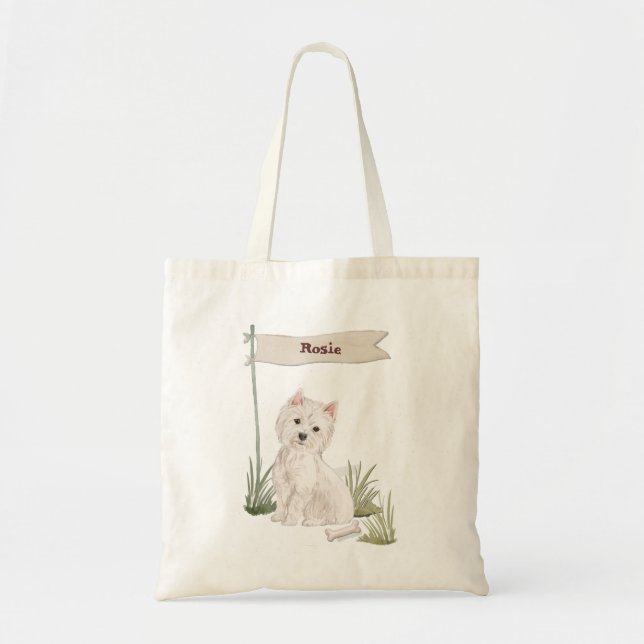 Custom Name Westie Pet Dog Tote Bag (Front)