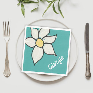 Custom Name Whimsical Daisy Floral Baby Shower Napkins