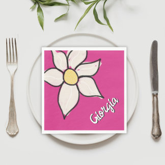 Custom Name Whimsical Daisy Floral Baby Shower Napkins