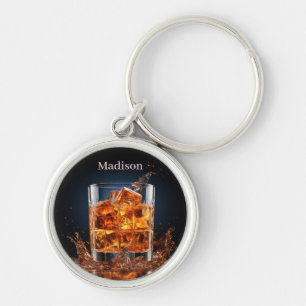 Custom Name Whiskey On The Rocks Keychain