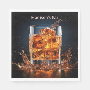 Custom Name Whiskey On The Rocks Napkins