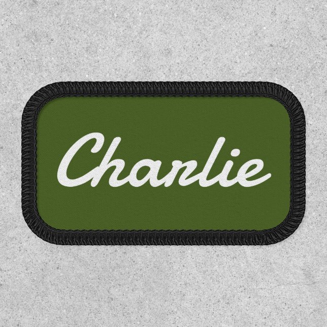 Custom name white olive green or any color patch (Front)