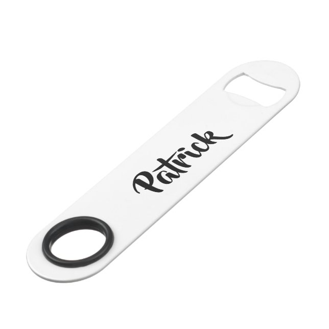 Custom name white plain bar key (Front Angled)