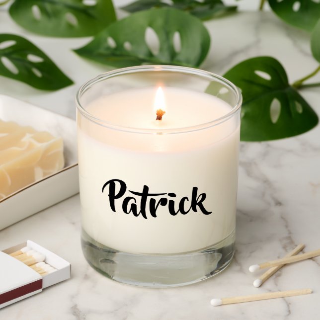 Custom name white plain scented candle (Lit)