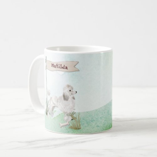 Custom Name White Poodle Pet Dog Coffee Mug