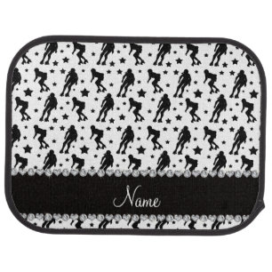 Custom name white roller derby stars car mat