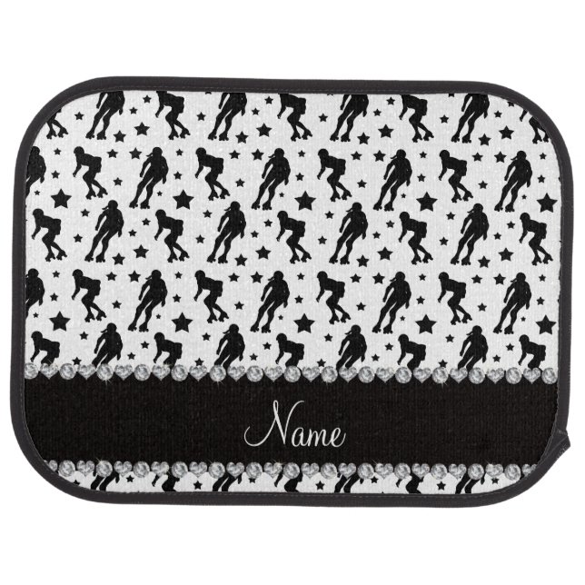 Custom name white roller derby stars car mat (Rear)