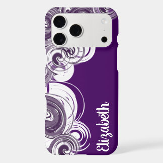 Custom Name White Spiral Pattern Purple Abstract iPhone 17 Pro Max Case