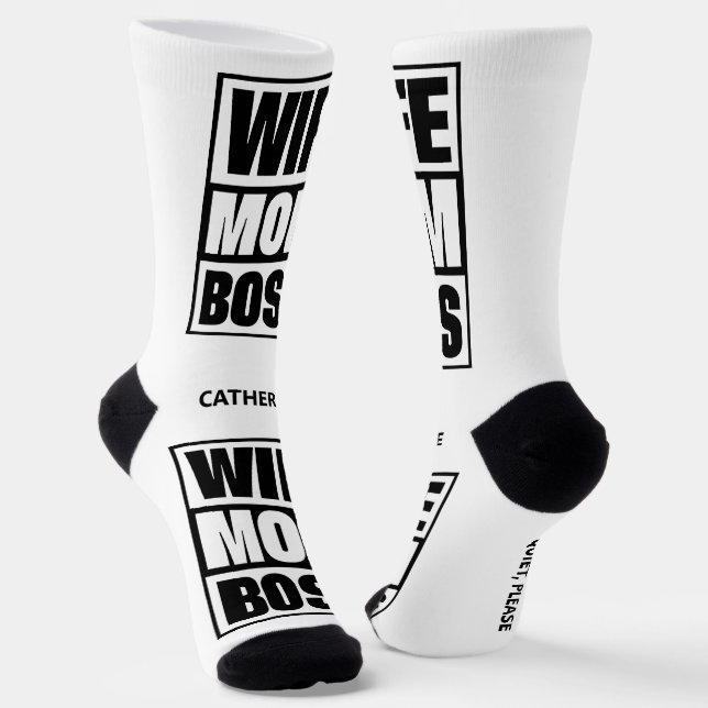 Custom Name Wife - Mom - Boss Socks (Angled)