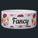 Custom Name Wild Flowers Pet Bowl<br><div class="desc">Sweet Floral Pattern and Custom Name Template make this a unique gift for a pet loving friend or your own fur baby. Cat or Dog Bowl.</div>