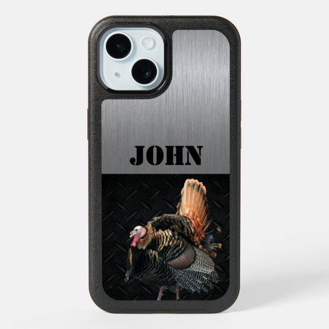 Custom Name Wild Turkey Hunting Cool Sports iPhone 15 Case (Back)