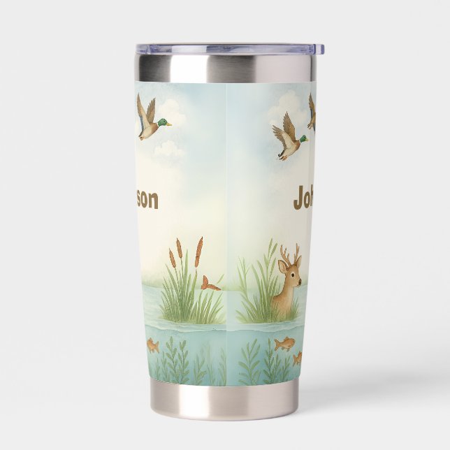 Custom Name Wildlife Woodland Insulated Tumbler  (Left)