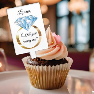 Custom Name Will You Marry Me Proposal Cake Topper