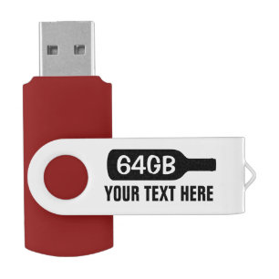 Custom name wine bottle silhouette USB 3.0 64 GB Flash Drive