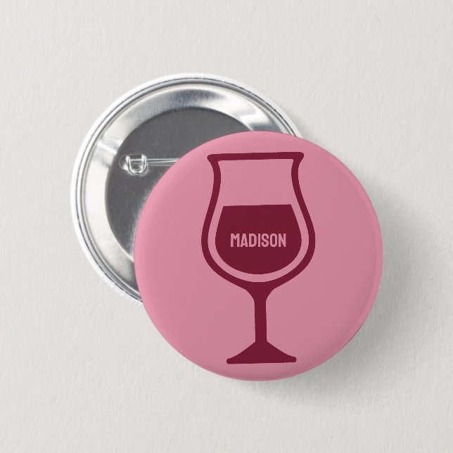 Custom Name Wine Glass Button (Front & Back)