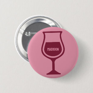 Custom Name Wine Glass Button