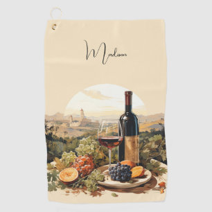 Custom Name Wine Lover's Golf Towel