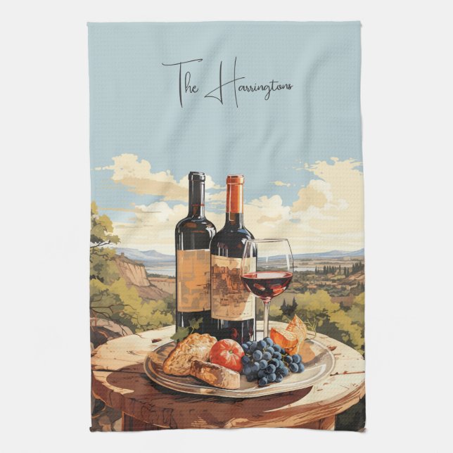 Custom Name Wine Lover's Kitchen Towel (Vertical)